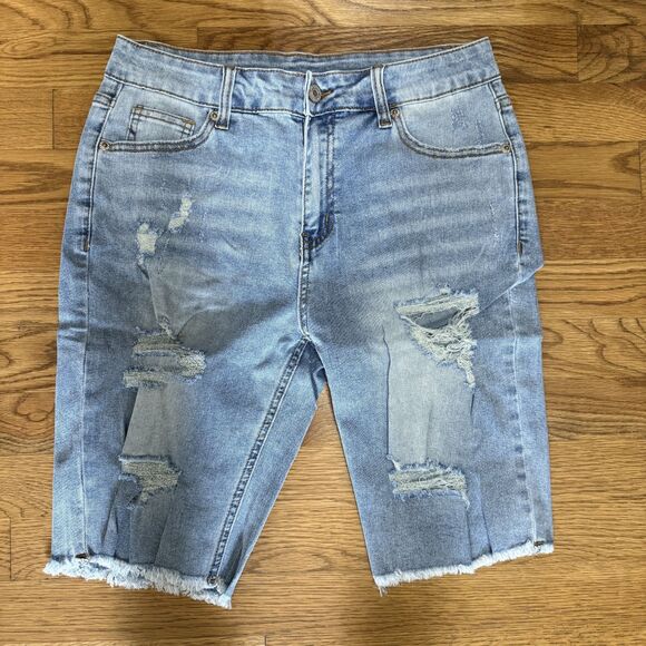Distressed‎ Blue Jean Bermuda Shorts Medium - Picture 1 of 5